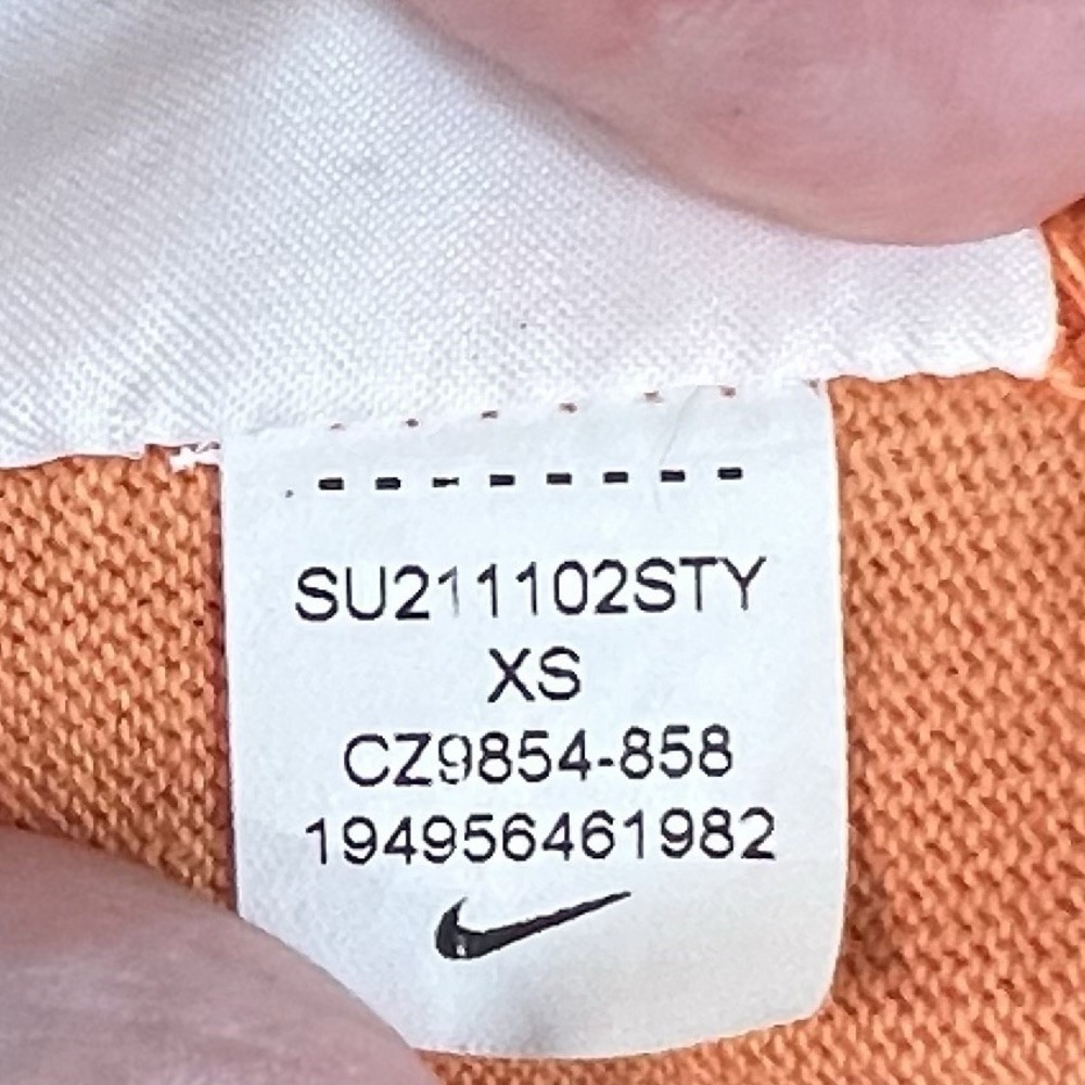 Nike Just Do It Orange Long Sleeve Oversized Cropped Hoodie Sweatshirt Unisex XS - Picture 6 of 6